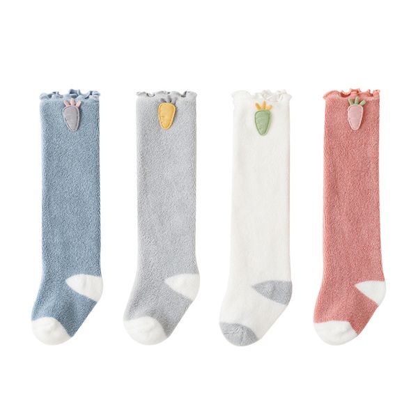 

autumn winter baby socks girls boys cotton stockings newborn knee high sock children sweet cartoon pattern leg warmers socks, Pink;yellow