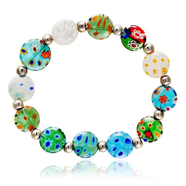 

beaded, strands kyszdl fashion colored glass dried flower bracelet women diy elastic jewelry gift drop, Black