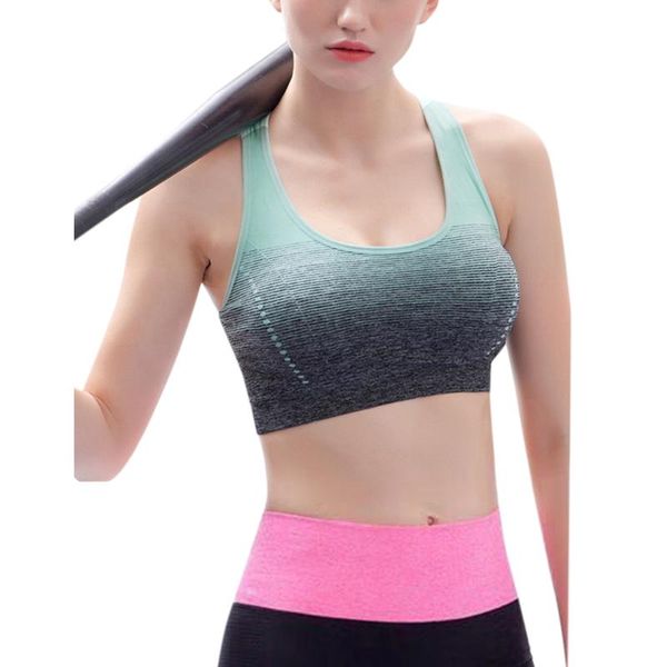 

gradient color bra for women high stretch sports push up yoga running sleeveless crop gym athletic activewear clothing, White;black