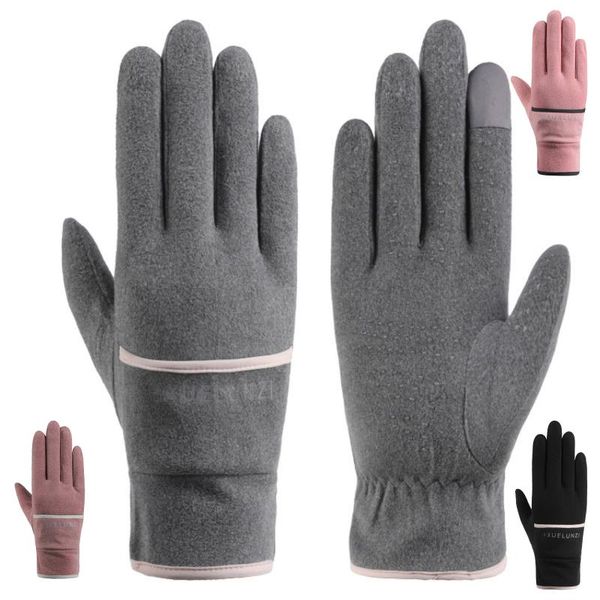 

five fingers gloves winter women' warm for fall and outdoor driving windproof riding non-slip waterproof skiing touch screen, Blue;gray