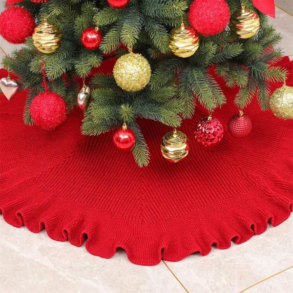 

christmas decorations 122cm tree skirt snowflake reindeer ornaments linen printed protect floor gifts adds luster