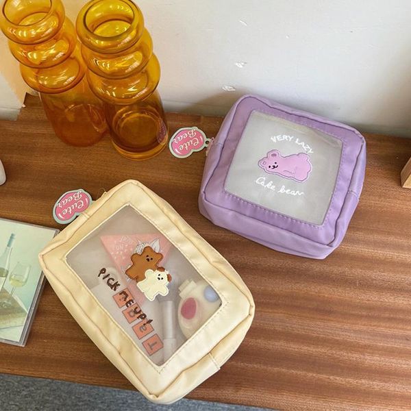 

bentoy milkjoy korea fashion bear dog cosmetic cases cute girls waterproof makeup bag women travel wash home storage case bags &