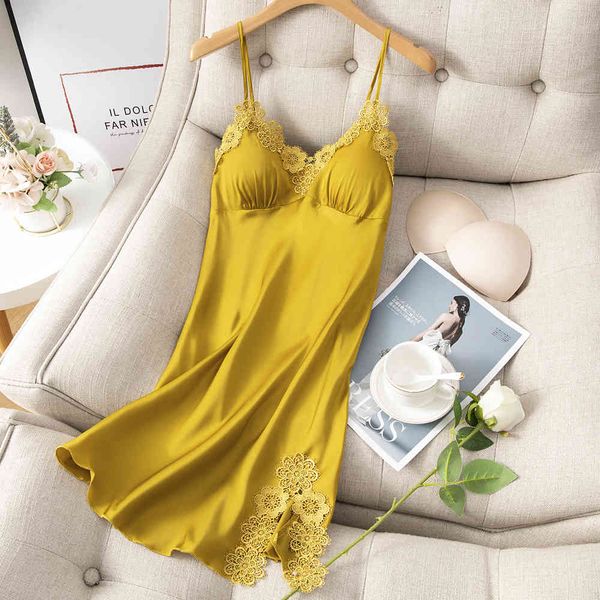 

women's sleepwear lisacmvpnel summer lace women nightdress with chest v-neck nightwear 9dln, Black;red