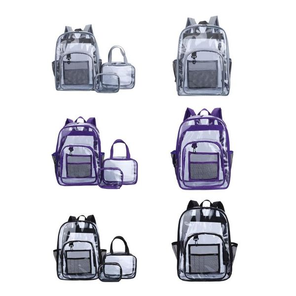 

school bags clear backpack student bookbag durable travel transparent workbag work security bag for teenager girls