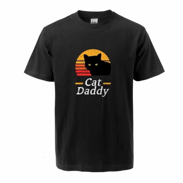 

cats daddy animals printed funny cat t-shirt men cotton short sleeve tshirts casual shirt 2020 summer clothes tees, White;black