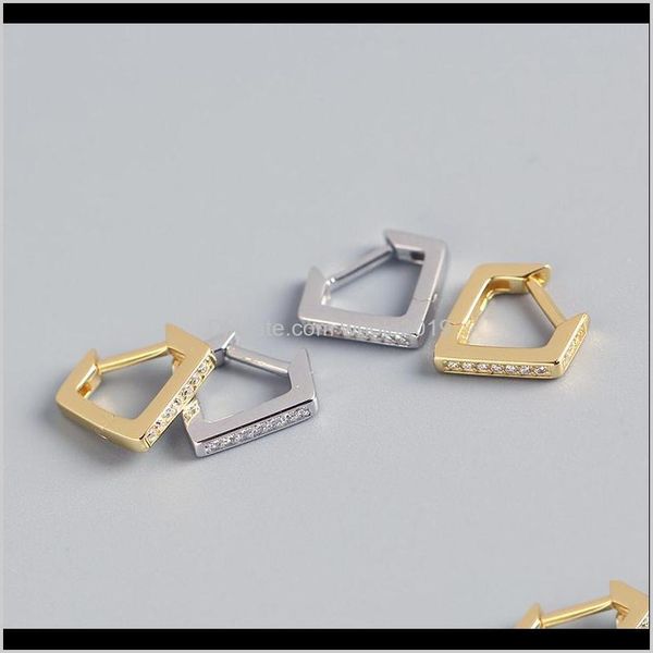 

& hie drop delivery 2021 real 925 sterling sier zircon triangle hoop earrings for fashion women ins fine jewelry 18k gold bohemian aessories, Golden;silver