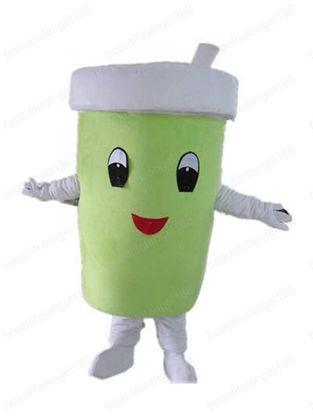 Costume della mascotte della tazza verde di Halloween Alta qualità personalizza Cartoon Plush Anime personaggio a tema Formato adulto Carnevale di Natale in maschera