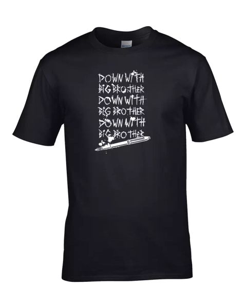 

down with big brother- - george orwell 1984 inspired men's t-shirt, White;black