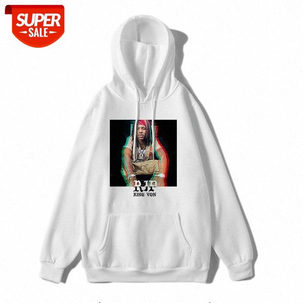 

rip king von rap men's and women's hoodie loose large size #bc9e, Black