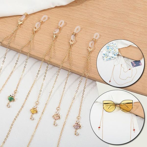 

sunglasses frames fashion crystal stones glasses chain women men eyeglass cord retainer holder eyewear lanyard neck strap rope, Silver