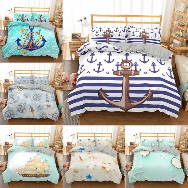 

bedding sets 2021 nautical ocean 3d beach duvet cover set king  comforter bed linen