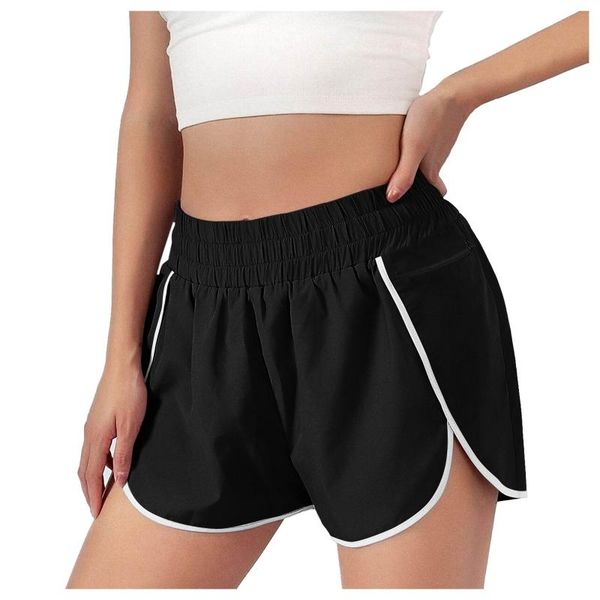 

women's shorts women elastic waist 2 in 1 running tight yo-ga short woman sports gym with pocket fitness sportswear, White;black