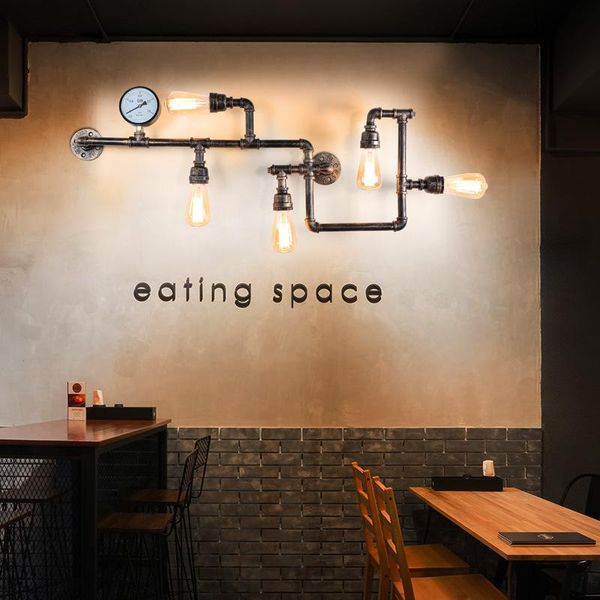 

zc-ecc industrial feng shui pipe wall lamp american retro balcony creative restaurant bar iron art