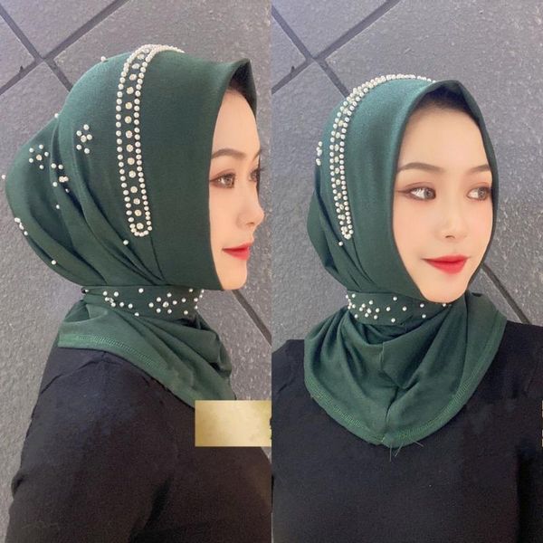 

ethnic clothing beaded muslim hijab scarf ready to wear turban hijabs islamic women headscarf female head wraps, Red