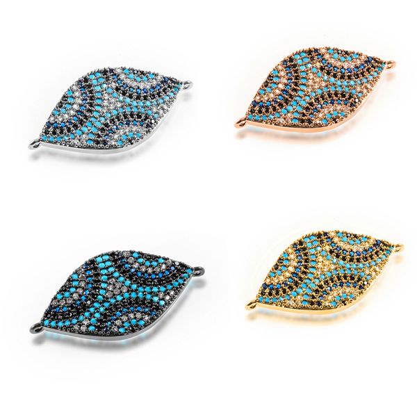 

fancy diy jewel colorful micro inlay evil eye charms jewelry connectors for bracelet necklace making, Bronze;silver