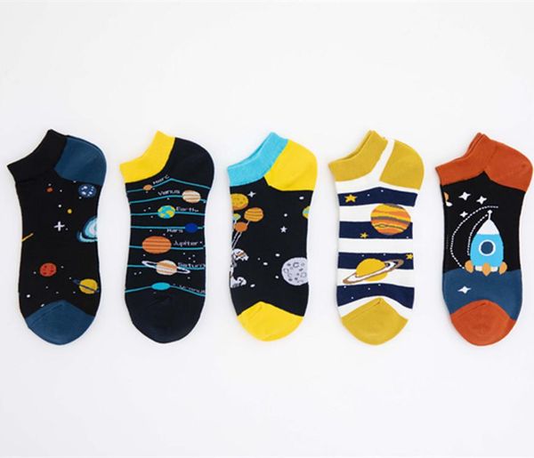 

men's socks 2021 summer astronaut series boat casual creative colorful eu size 41-45, Black