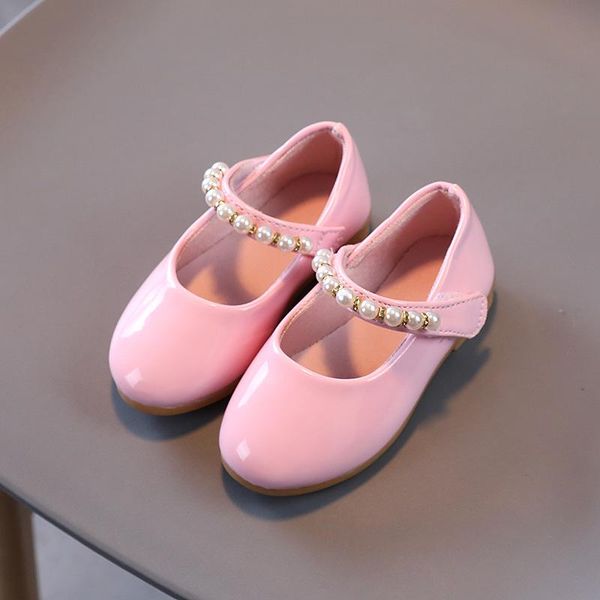 

flat shoes spring and autumn children' princess fashion beaded baby girl flats kids dress party child leather shoe 33, Black;grey
