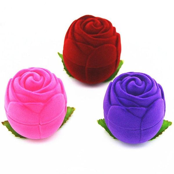 

jewelry pouches, bags velvet rose shaped ring earring boxes carrying cases for engagement wedding gift case holder lover's, Pink;blue