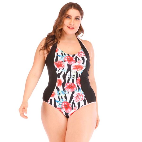 

one-piece suits 2021 women plus size one piece swimsuit beachwear patchwork padded swimwear print bathing suit maillot de bain femme mayo