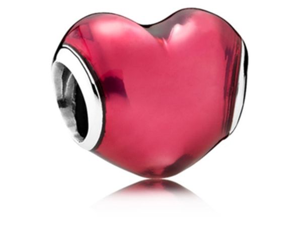 

fits pandora bracelets 20pcs red heart enamel spacer charms beads silver charms bead for women diy european necklace jewelry, Black
