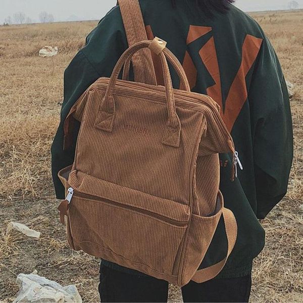 

diaper bags 2021 corduroy backpacks women school for teenager girls mochila larger capacity casual travel female rucksack