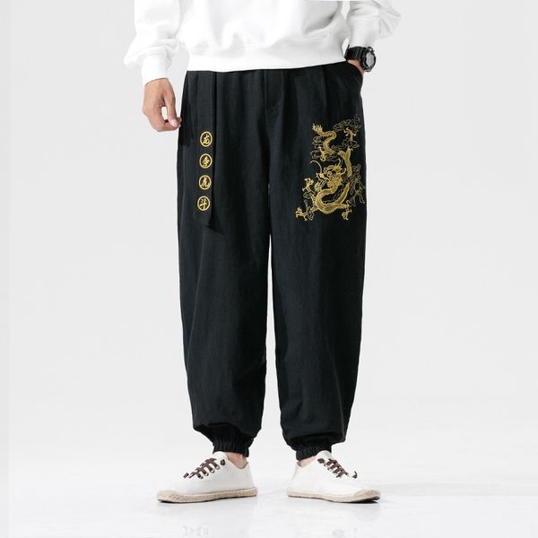 

chinese style traditional clothing kung fu pants oriental japanese kimono casual vintage crane embroider chinese pants man 11936, Red