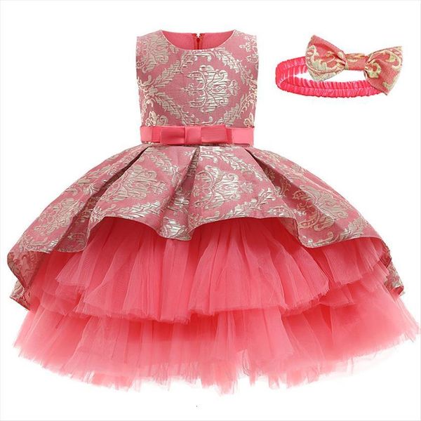 

girls princess for party kids girl dress tutu flower wedding summer baby clothing, Red;yellow