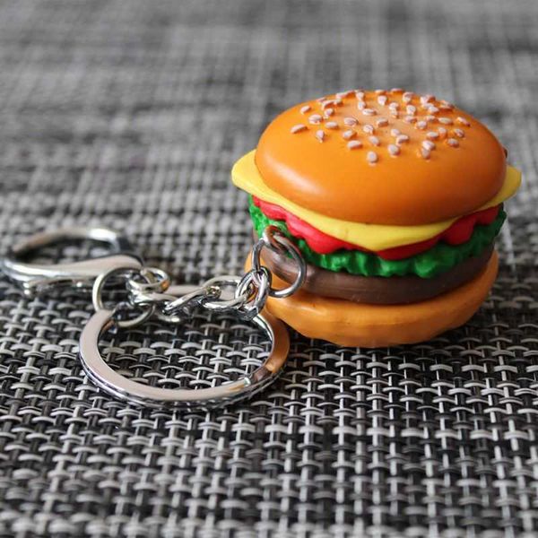 JAVRICK Mode Schlüsselanhänger Hamburger Cheeseburger Polymer Clay Schlüsselanhänger Simulation Lebensmittel Anhänger Schlüsselanhänger G1019