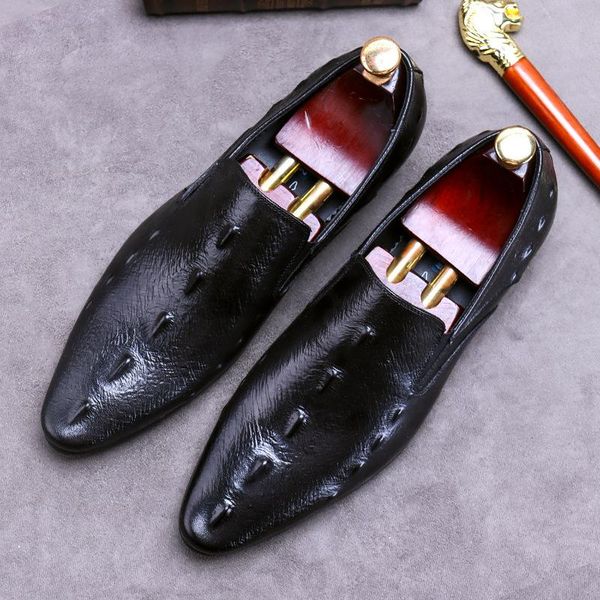 

leather business summer 2021 men's shoes single crocodile dress, Black