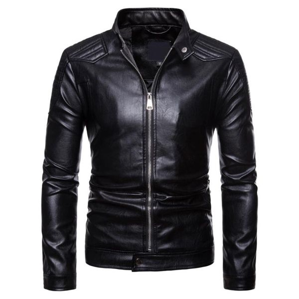

men's fur & faux autumn winter black pu leather jacket coat fashion men casual stand collar biker motorcycle jackets male