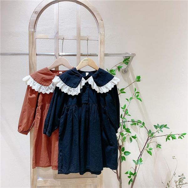 

girl's dresses 2021 style girls ruffles dress full sleeve fashion spring cotton kids clothes 4-9 years a, Red;yellow
