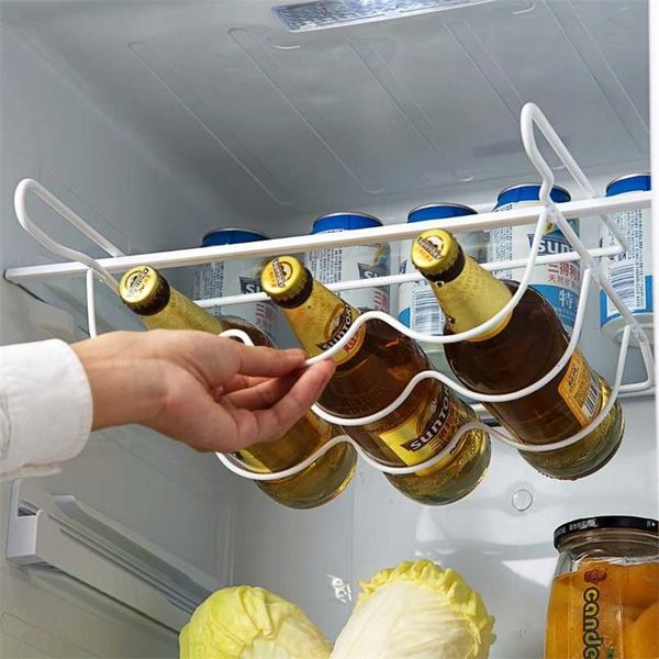 Buzdolabı Organizatör Mutfak Spacer Katman Depolama Bira Raf Raf Buzdolabı Şişe Raf Şarap Tutucu Sepeti Küllü Kabine Araçları 211110
