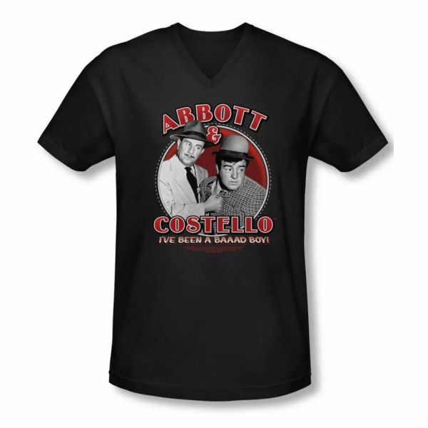 

abbott & costello bad boy v neck t-shirt sizes- s-2x new, White;black