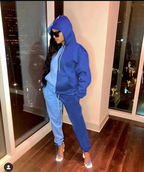 

women's two piece pants fashion solid color stitching jogging suit, sportswear, sports female matching, White