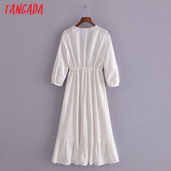 

2021tangada 2021 summer women white embroidery romantic dress v neck short sleeve ladies midi dress vestidos 3h184, Black;gray