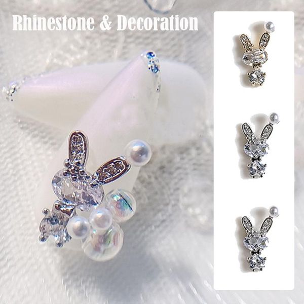 

nail art decorations 1pcs cartoon bear 3d diy jewelry covered rhinestones manicure design ornament, Silver;gold