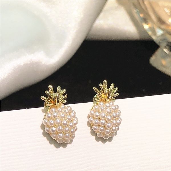 

clt s925 silver needle simple and small for women s925 pineapple rings pl ringssilver stud needle simple and small pearl pineapple ear, Golden;silver
