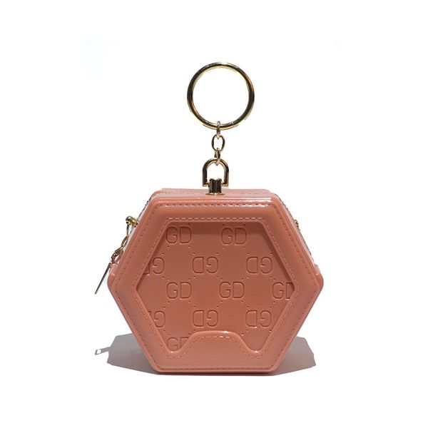 

women's handbag fashion coin purse pink jelly candy wallet high-quality pvc waterproof hexagonal 3d creative key case mini girl's, Red;black