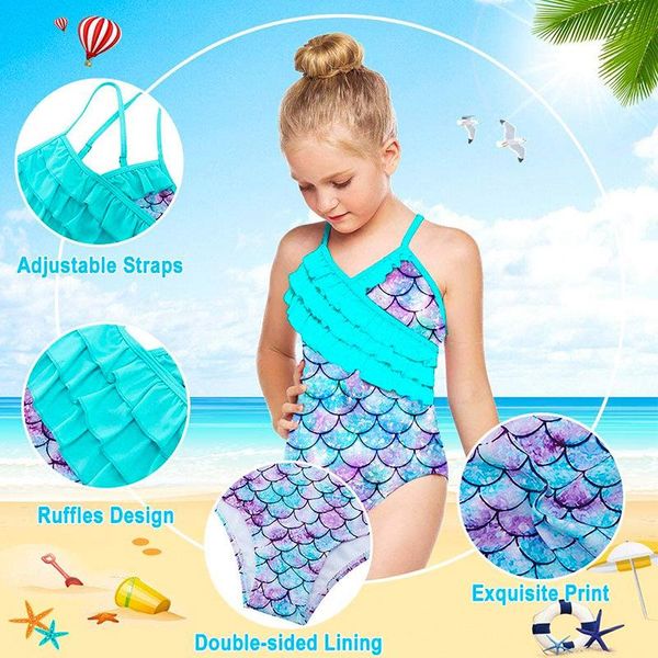 

girls swimsuit one piece bathing suit ruffle style children's swimwear 3-13years one-pieces, Black