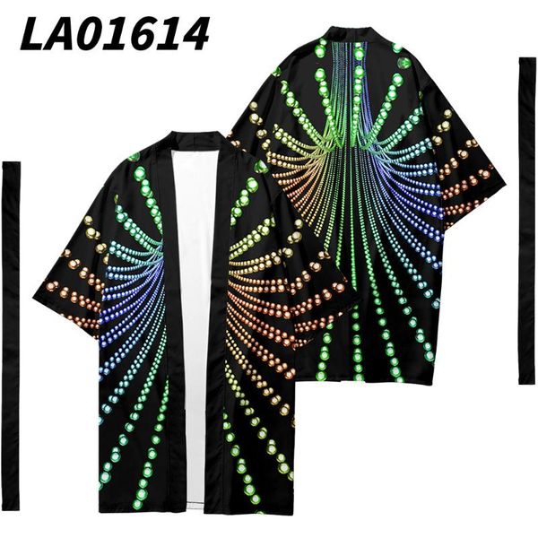 

ethnic clothing distorted vision 3d printed long style kimono beach cardigan with belt japanese couple women men casual asian clothes haraju, Red