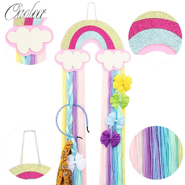 Oaoleer Arcobaleno Trecce Fiocchi per capelli Cintura portaoggetti Clip per fascia per capelli Organizer per appendere strisce Portaoggetti per ragazze Accessori per bambini