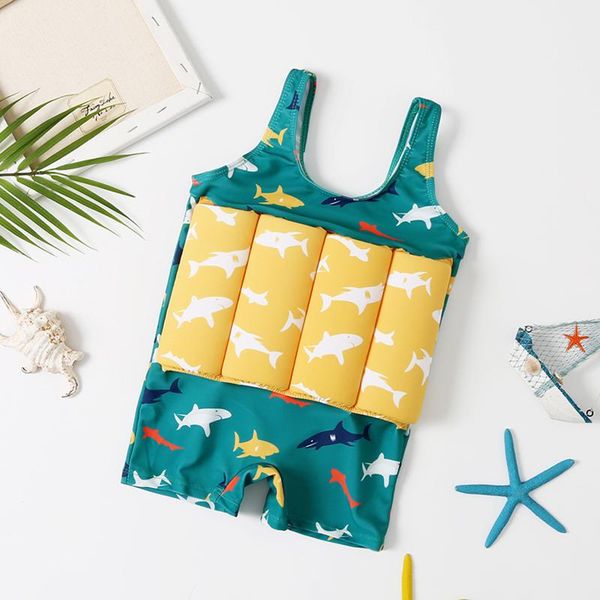 

one-pieces kids boy swimsuit float suit adjustable buoyancy cartoon cap beach boys swimwear 2021 summer 3-8 years, Black