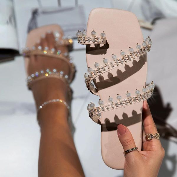 

slippers 2021 summer women crystal shoes sandals open toe vintage anti-slip breathable casual female flat retro femme, Black