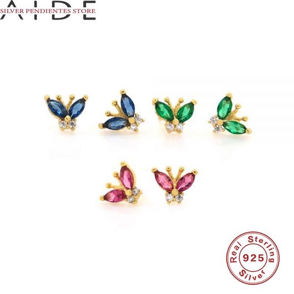 

butterfly earrings for women trendy jewelry 2021 925 sterling silver diamond stud pendientes mujer, Golden;silver