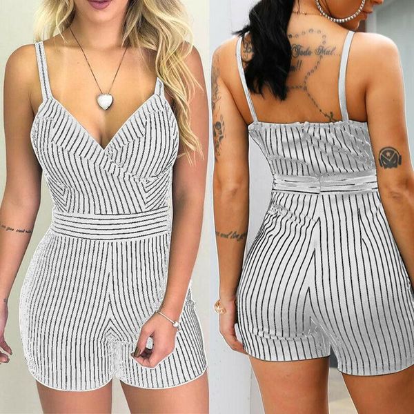 

women's jumpsuits & rompers 2021 fashion jumpsuit office lady boho playsuit cropped summer beach casual women clothes s-xl, Black;white
