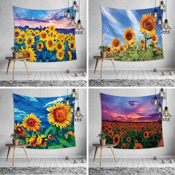 

tapestries nordic tapestry hangcloth sun flower background cloth mural sunflower throw rug blanket camping tent travel mattress
