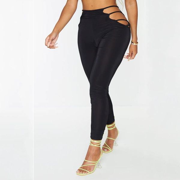 

women's leggings women solid color hollow trousers casual dance cropped pants for fitness seamless legging femme, Black