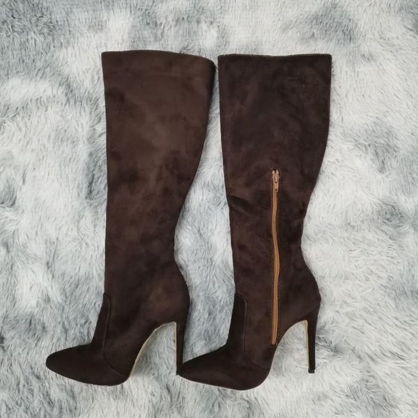

boots women over the knee 11cm high heels shoes ladies thigh spring leather long female shoe plus size, Black