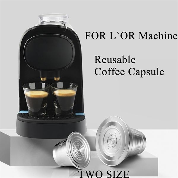 Reusável XXL Double Pequeno Café Capsule Copo para L'Or Barista LM8012 máquina de filtro de aço inoxidável pod lor 211008