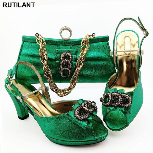 

wedding elegant nigerian lady shoes and matching bags set italian shoe bag for party in women crystal dress, Black